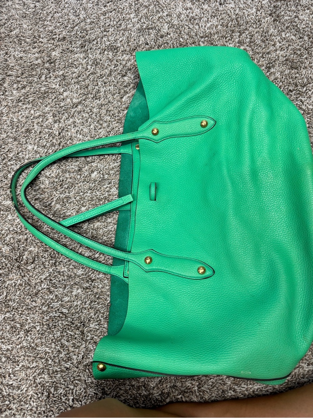 Annabel Ingall Green Leather Large Tote Bag Gold Hardware